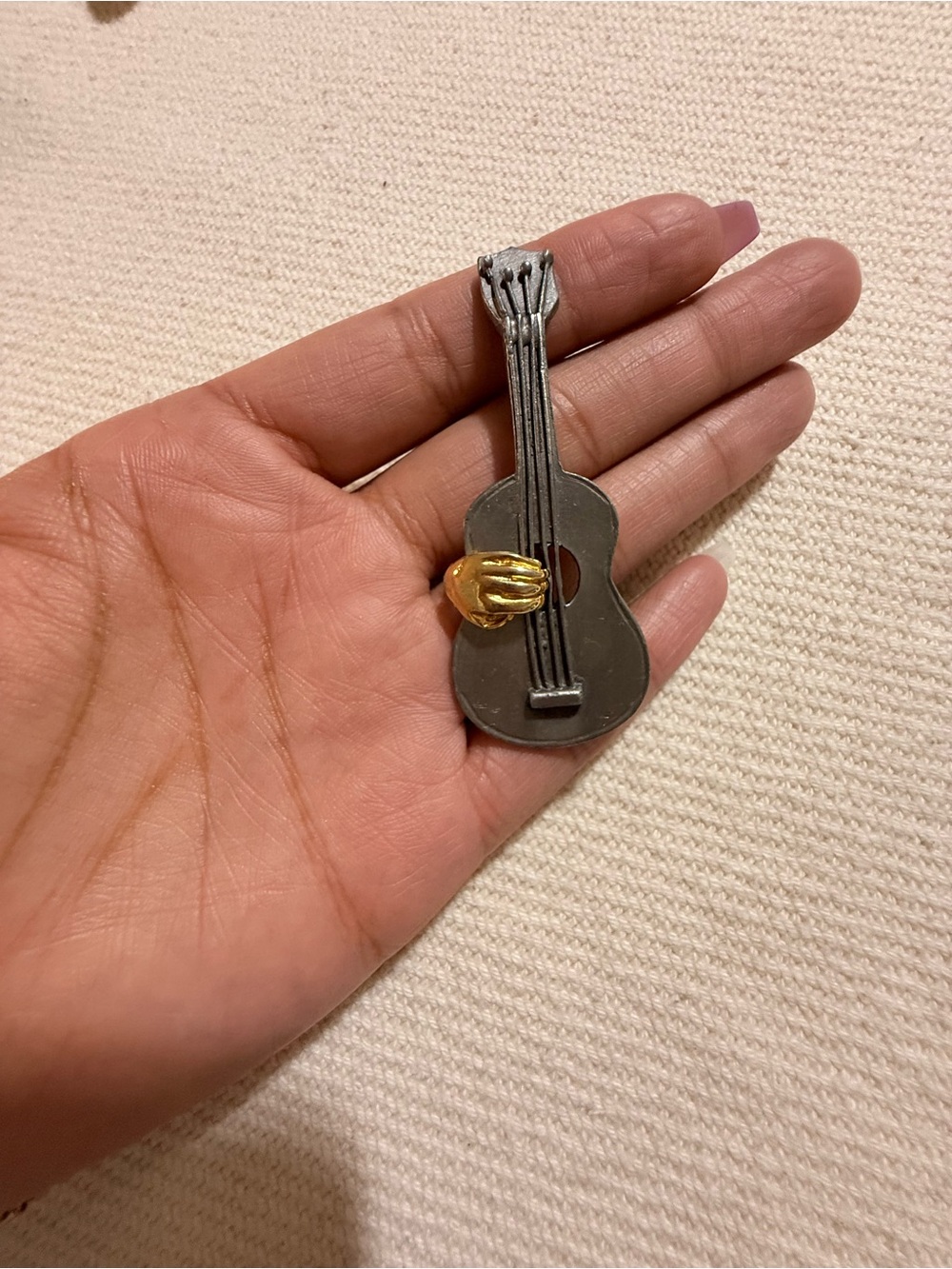 Vintage Ultra Craft Pewter Guitar Brooch